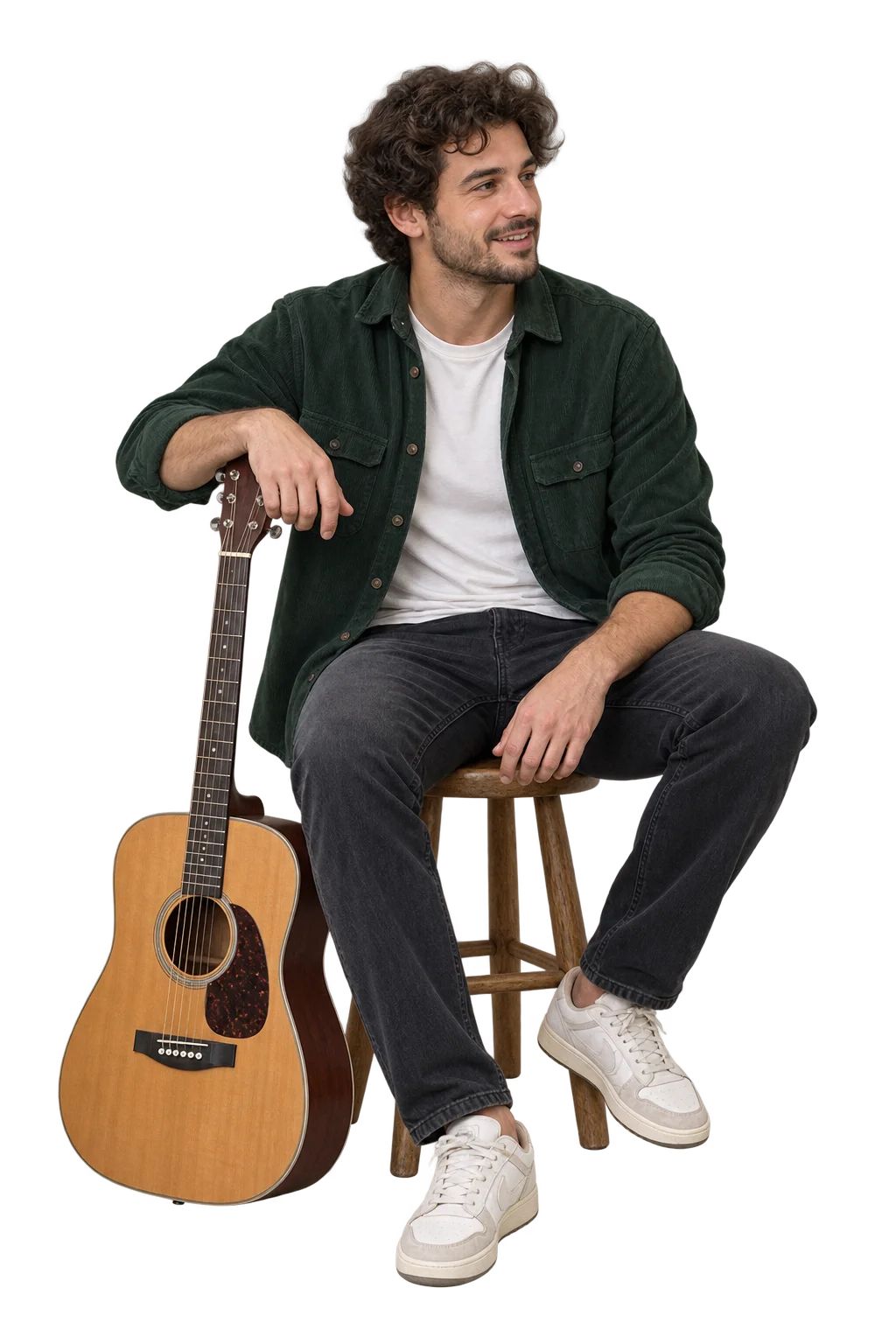 Aras gitarıyla otururken